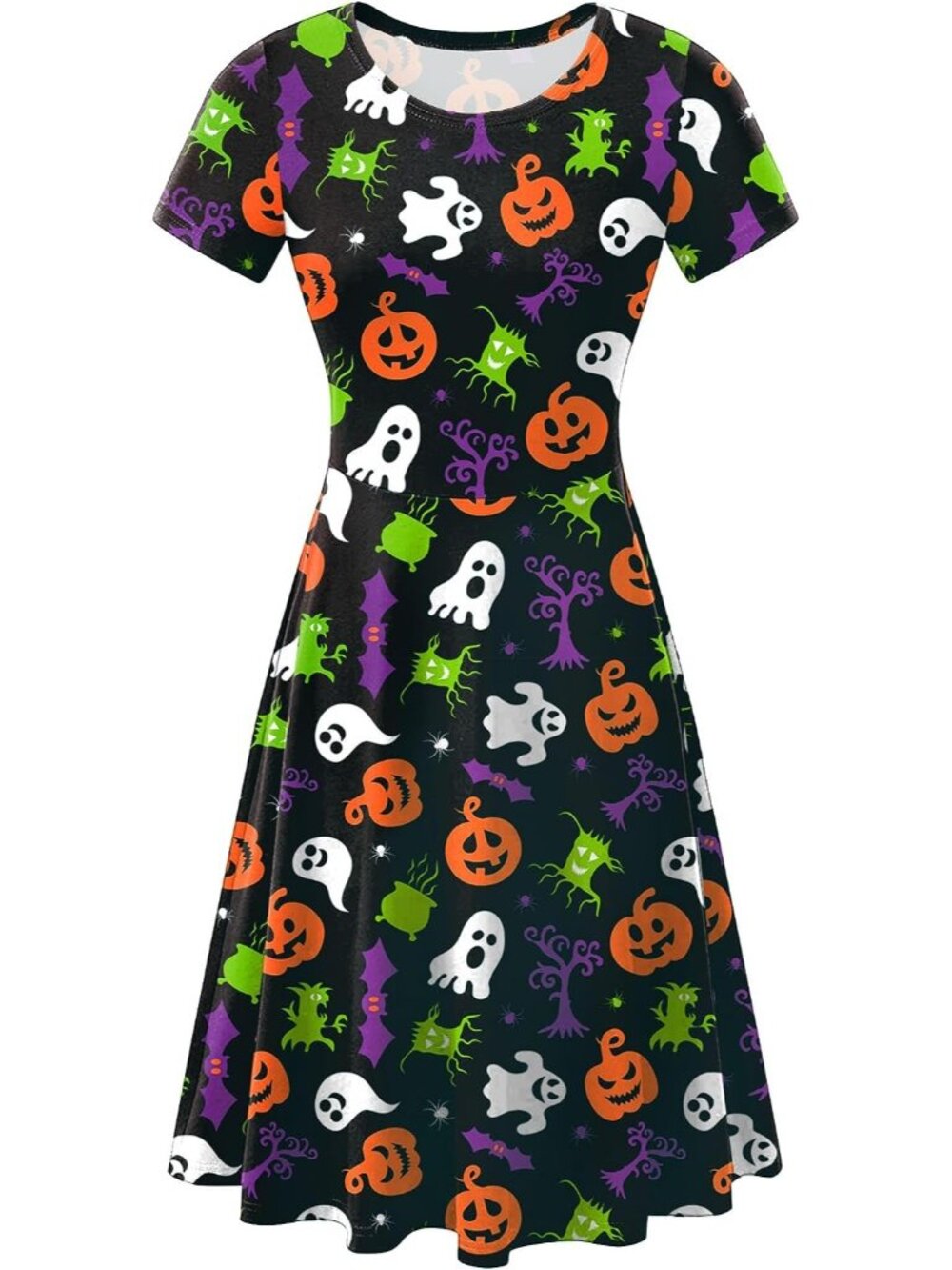 🎃Women's Pumpkin Ghost Magic Halloween Vintage Short Sleeves Printed Dresses
